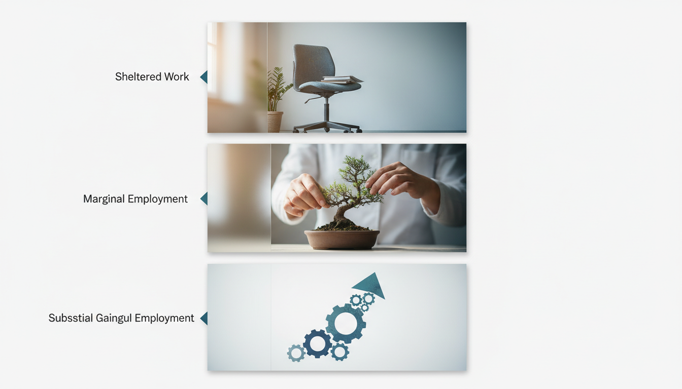 Chart showing Marginal vs Sheltered vs Gainful employment for VA TDIU