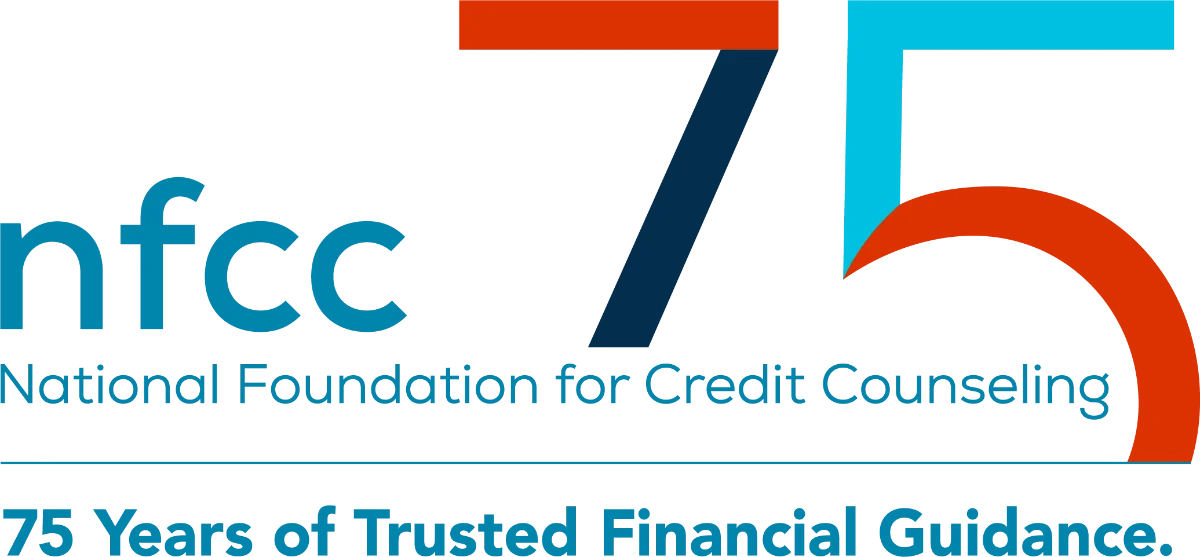 National Foundation for Credit Counseling logo with a large 75 design and the slogan '75 Years of Trusted Financial Guidance'.